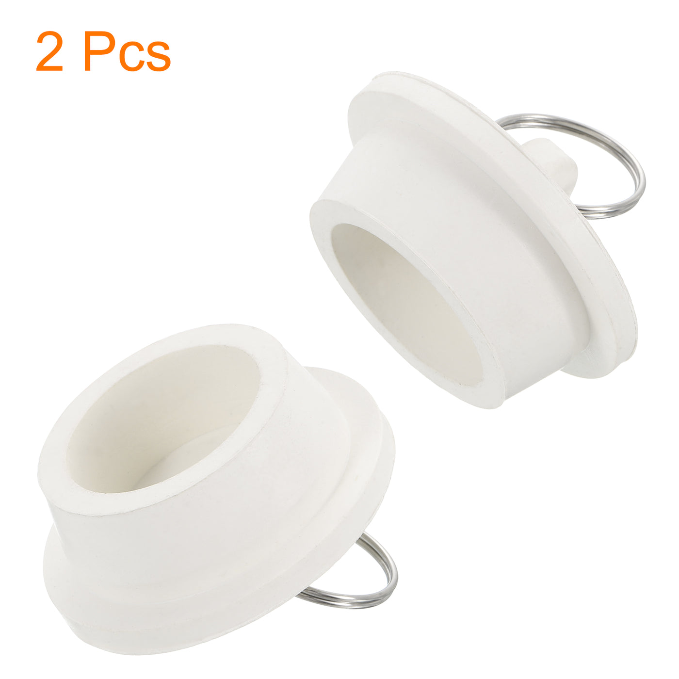 uxcell Uxcell 2pcs Rubber Drain Stopper with Hanging Ring Fits 1-1/4 Inch to 1-3/8 Inch, White