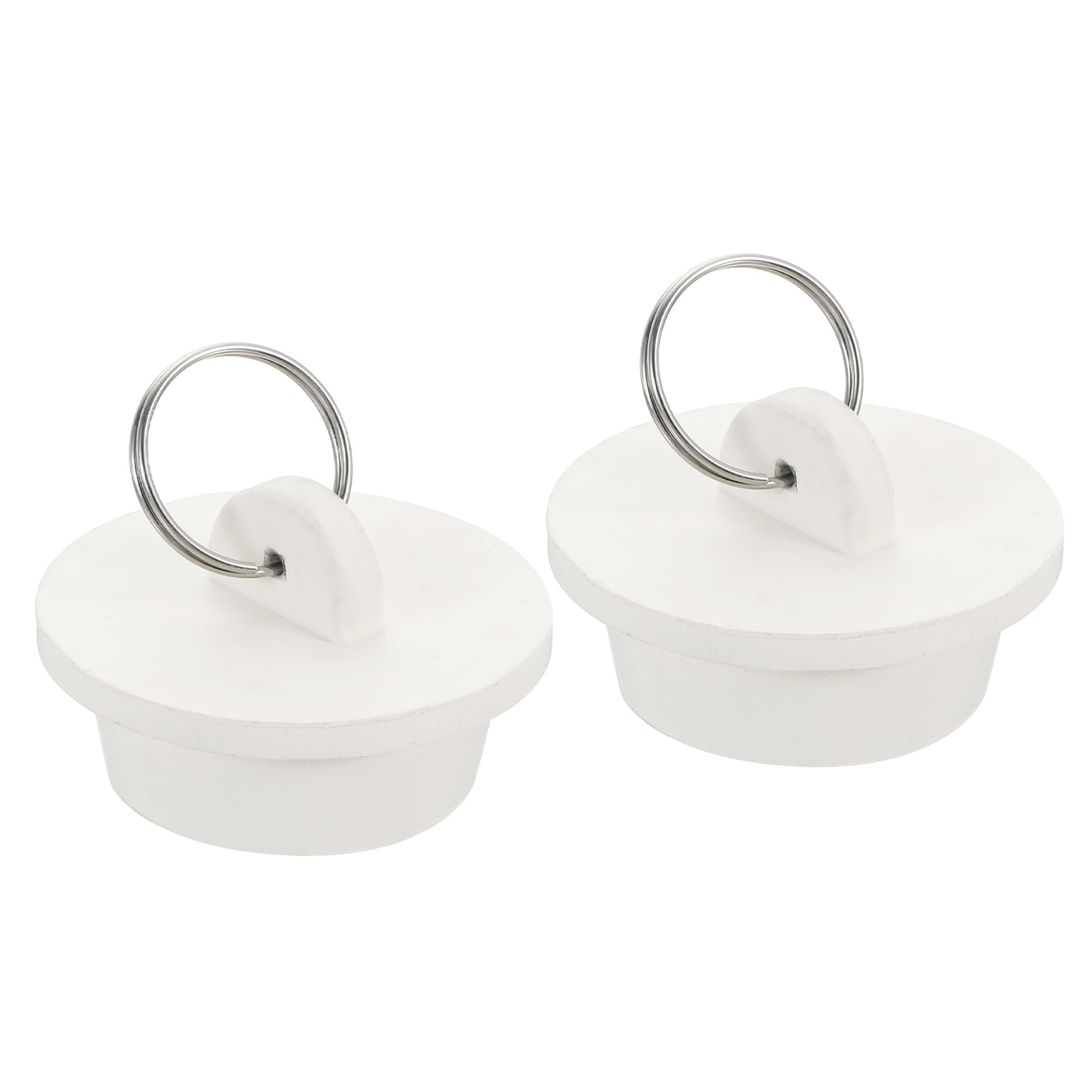 uxcell Uxcell 2pcs Rubber Drain Stopper with Hanging Ring Fits 1-1/4 Inch to 1-3/8 Inch, White