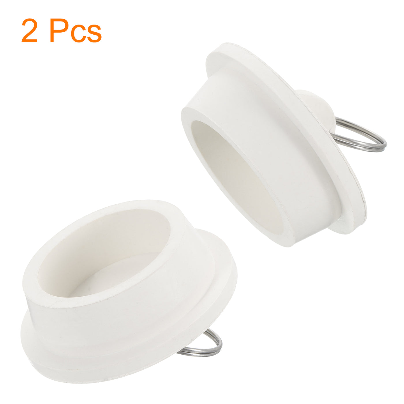 uxcell Uxcell 2pcs Rubber Drain Stopper with Hanging Ring Fits 1-1/2 Inch to 1-5/8 Inch, White