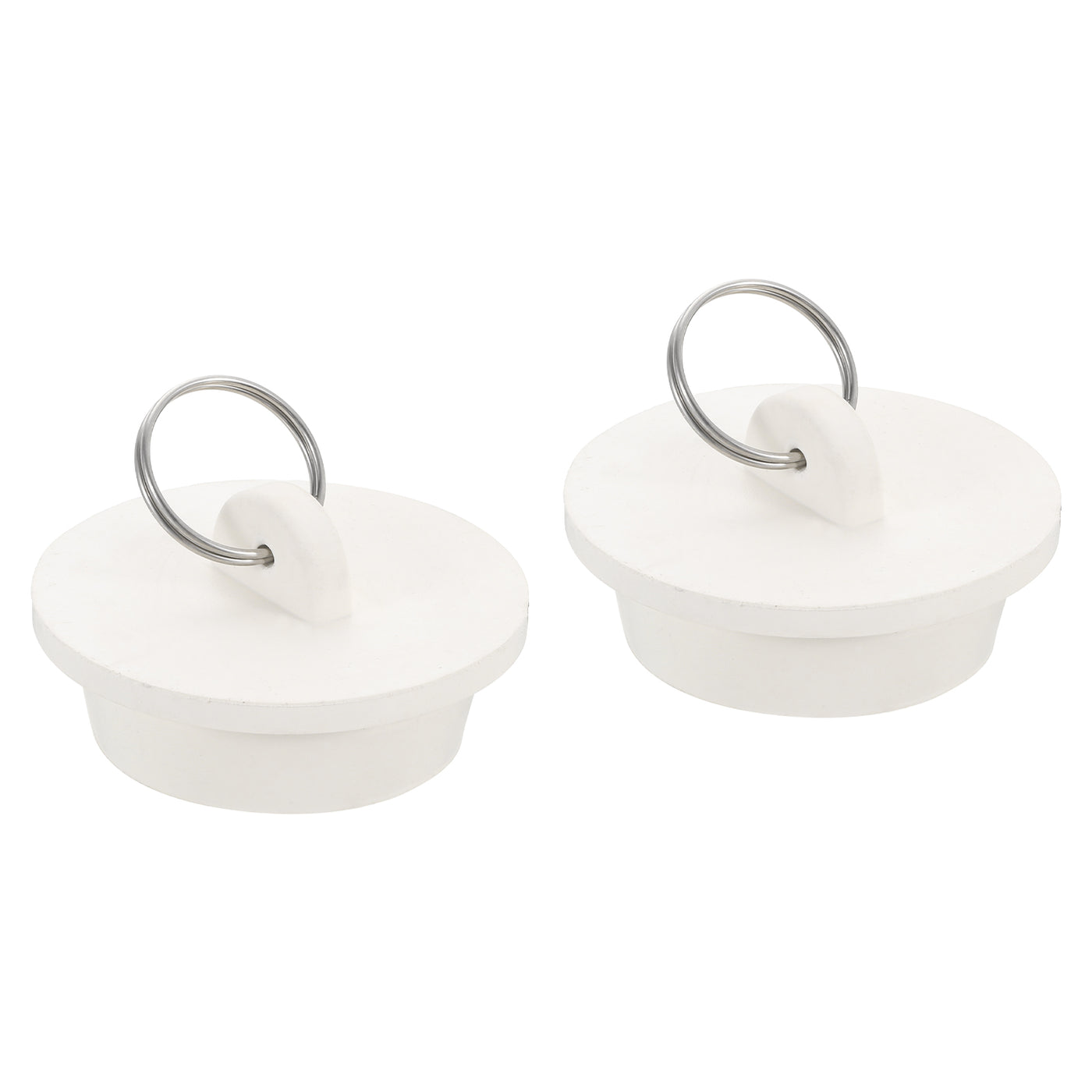 uxcell Uxcell 2pcs Rubber Drain Stopper with Hanging Ring Fits 1-1/2 Inch to 1-5/8 Inch, White