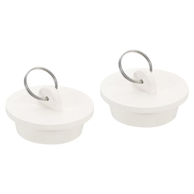 Harfington Uxcell 2pcs Rubber Drain Stopper with Hanging Ring Fits 1-1/2 Inch to 1-5/8 Inch, White