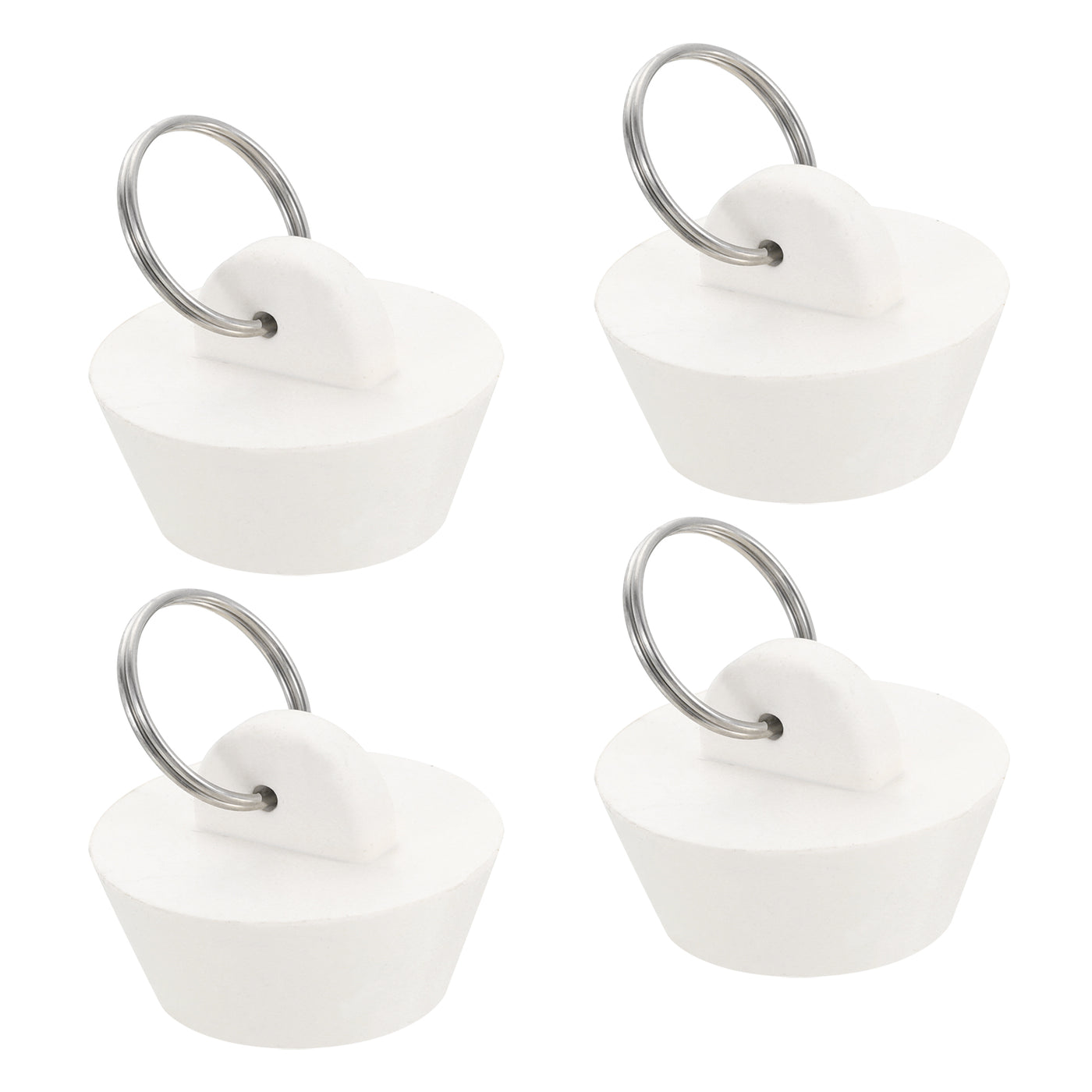 uxcell Uxcell 4pcs Rubber Drain Stopper with Hanging Ring Fits 7/8 Inch to 1 1/8 Inch, White