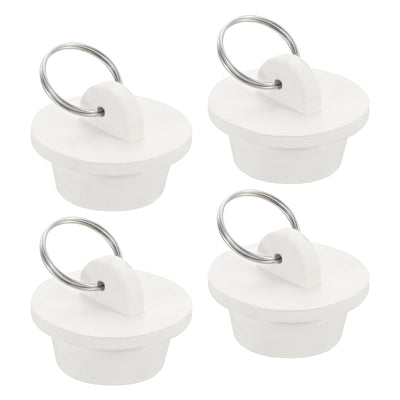 Harfington Uxcell 4pcs Rubber Drain Stopper with Hanging Ring Fits 1 Inch to 1-1/8 Inch, White