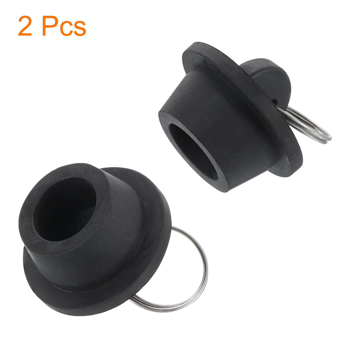 uxcell Uxcell 2pcs Rubber Drain Stopper with Hanging Ring Fits 7/8 Inch to 1 Inch, Black