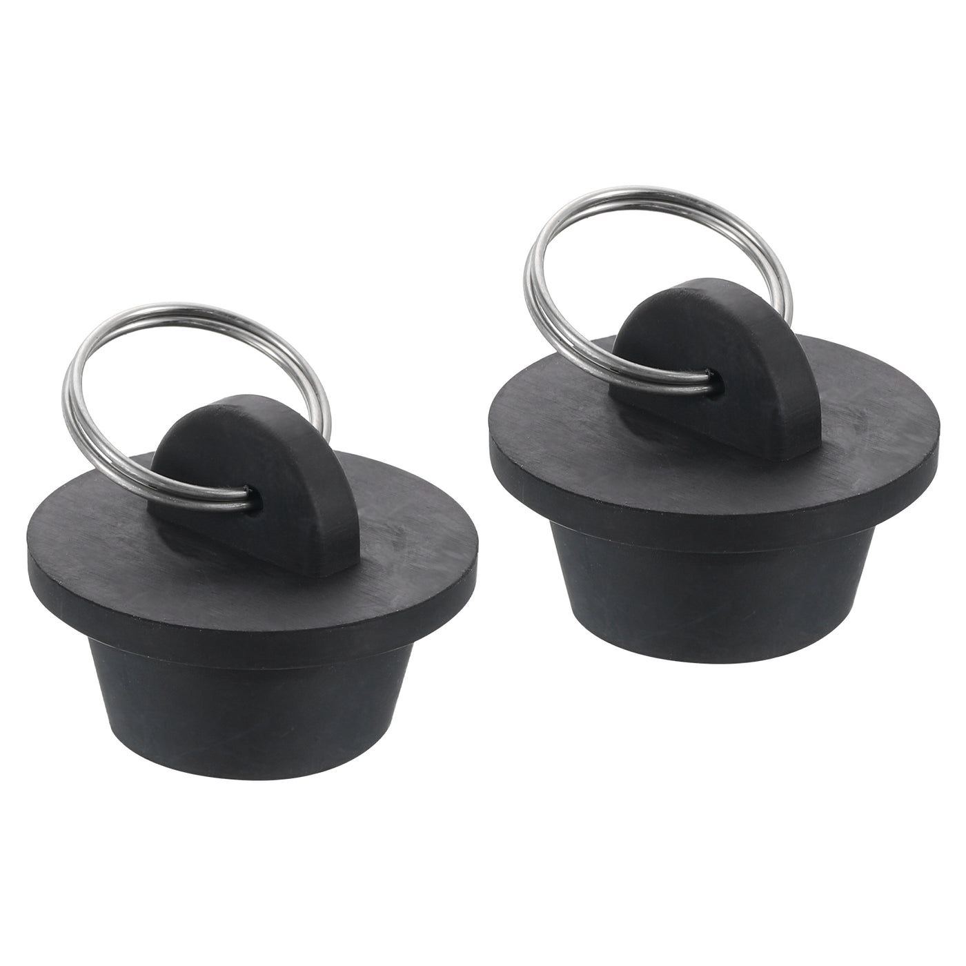 uxcell Uxcell 2pcs Rubber Drain Stopper with Hanging Ring Fits 7/8 Inch to 1 Inch, Black