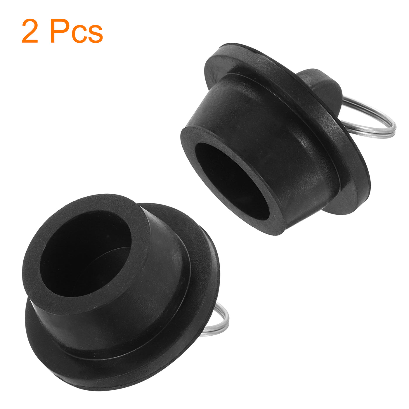 uxcell Uxcell 2pcs Rubber Drain Stopper with Hanging Ring Fits 1 Inch to 1-1/8 Inch, Black