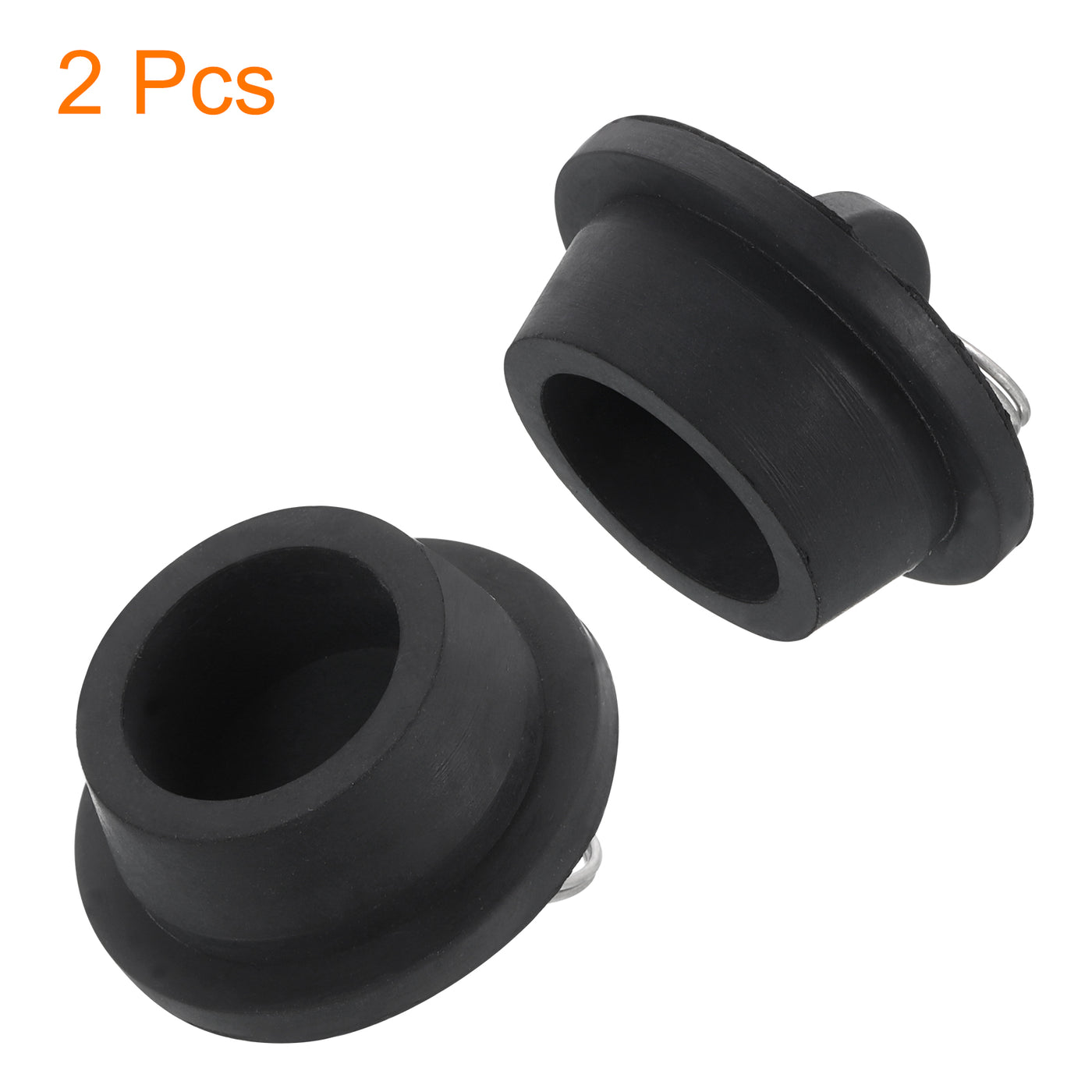 uxcell Uxcell 2pcs Rubber Drain Stopper with Hanging Ring Fits 1-1/8 to 1-1/4 Inch, Black