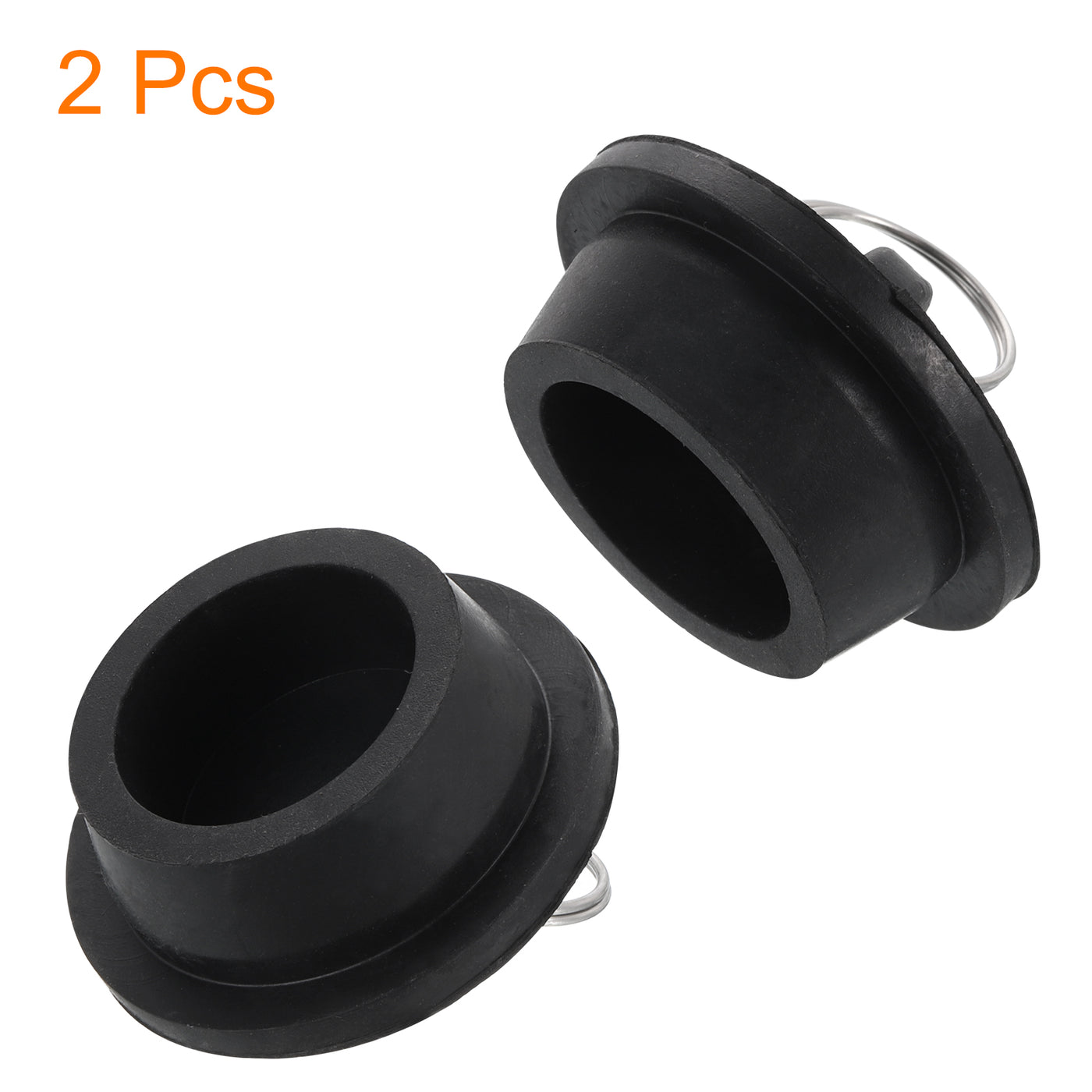 uxcell Uxcell 2pcs Rubber Drain Stopper with Hanging Ring Fits 1-1/4 Inch to 1-3/8 Inch, Black