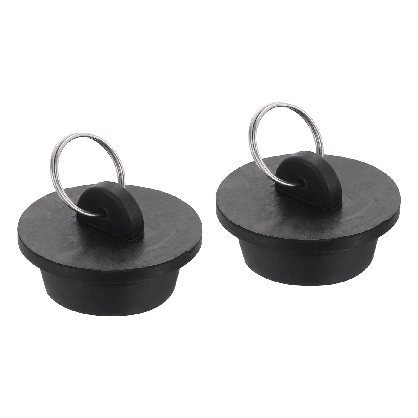 uxcell Uxcell 2pcs Rubber Drain Stopper with Hanging Ring Fits 1-1/4 Inch to 1-3/8 Inch, Black