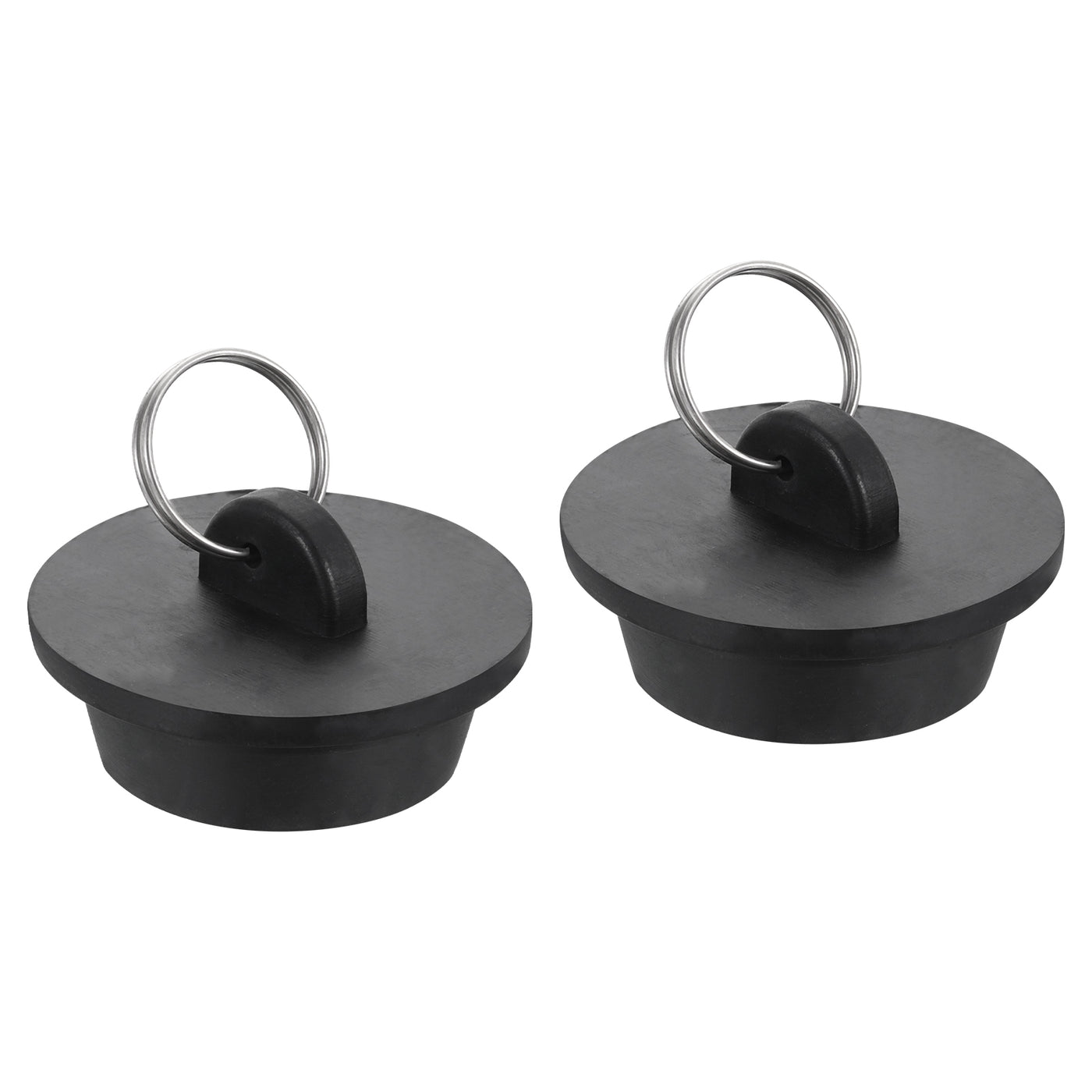 uxcell Uxcell 2pcs Rubber Drain Stopper with Hanging Ring Fits 1-3/8 Inch to 1-1/2 Inch, Black