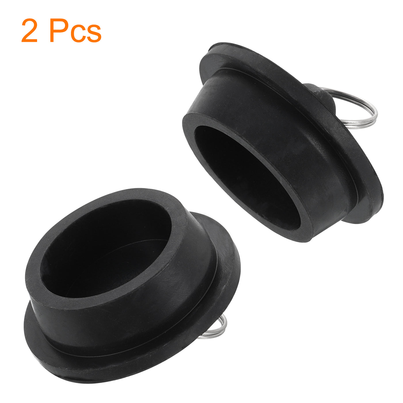 uxcell Uxcell 2pcs Rubber Drain Stopper with Hanging Ring Fits 1-1/2 Inch to 1-5/8 Inch, Black