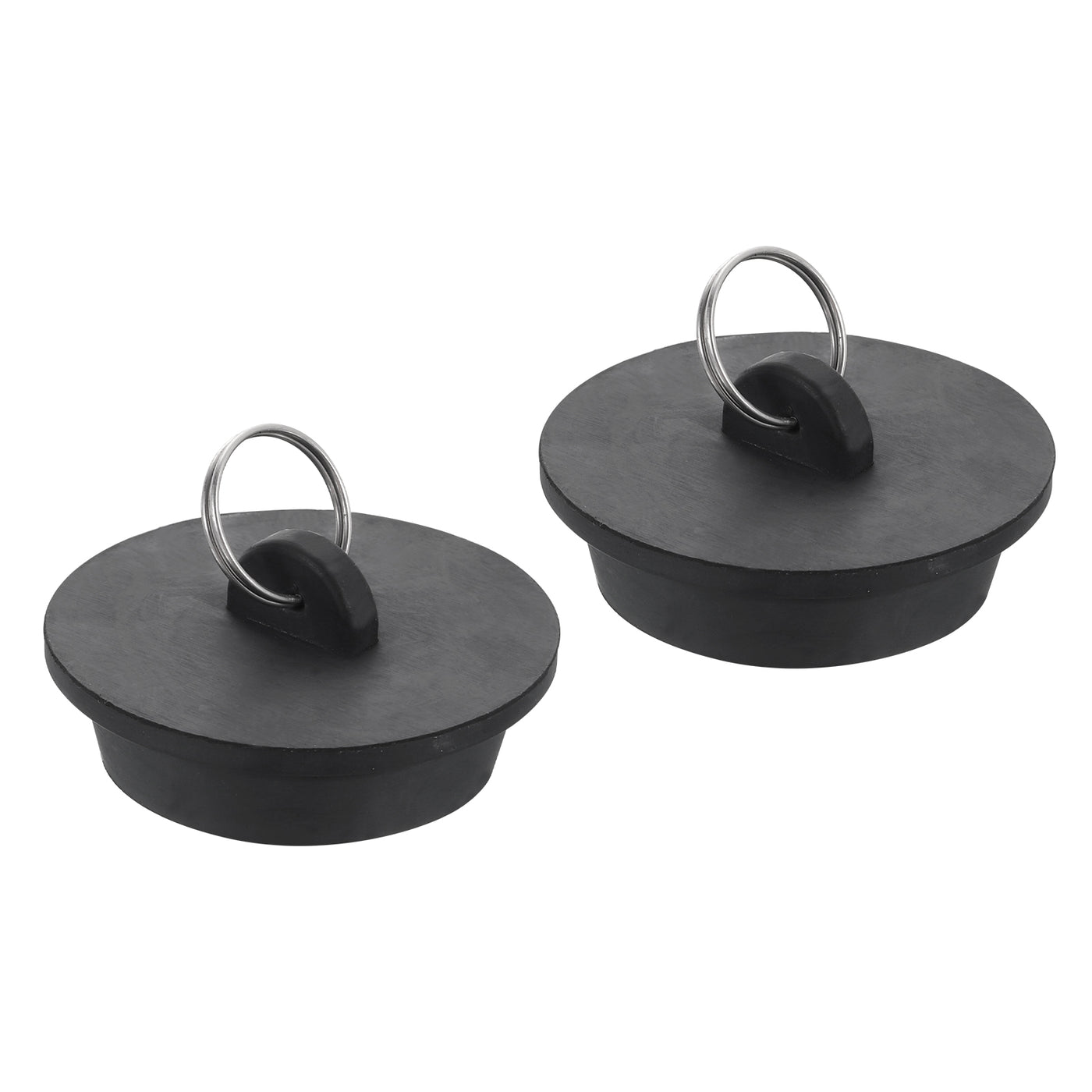 uxcell Uxcell 2pcs Rubber Drain Stopper with Hanging Ring Fits 1-3/4 Inch to 1-7/8 Inch, Black