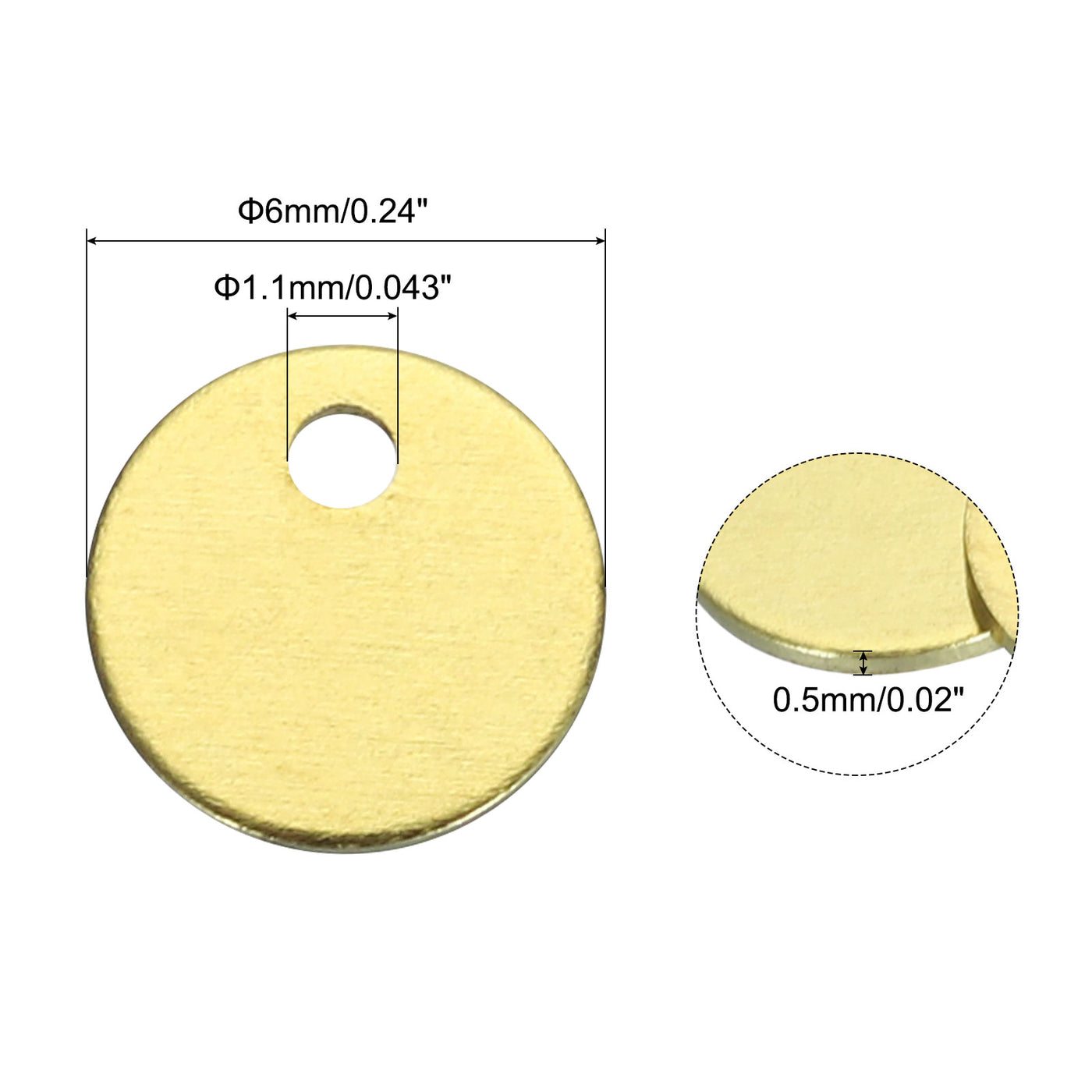 Harfington 20pcs Brass Round Stamping Blank DIY Label Tags 6mmx1mm Single Side Hole