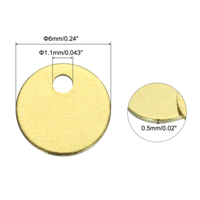 Harfington 20pcs Brass Round Stamping Blank DIY Label Tags 6mmx1mm Single Side Hole