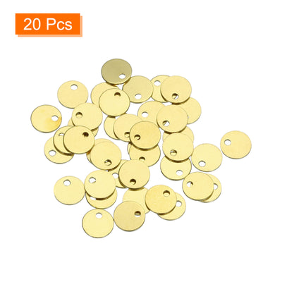 Harfington 20pcs Brass Round Stamping Blank DIY Label Tags 6mmx1mm Single Side Hole