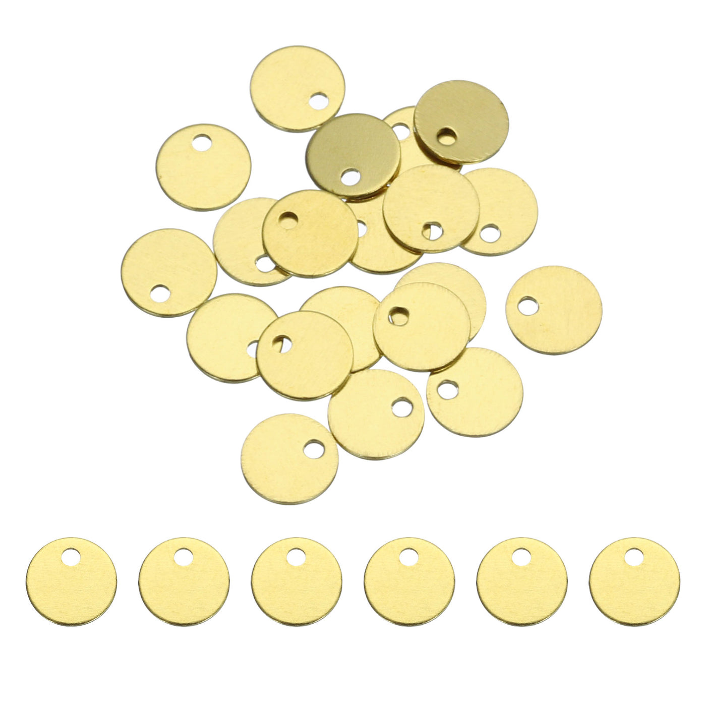 Harfington 20pcs Brass Round Stamping Blank DIY Label Tags 6mmx1mm Single Side Hole