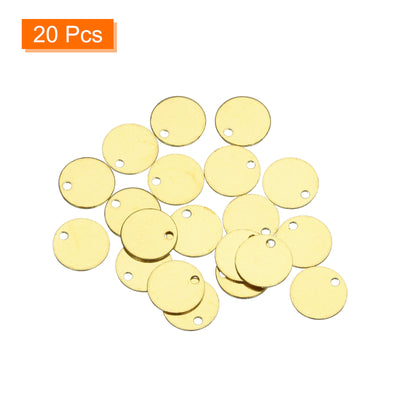 Harfington 20pcs Brass Round Stamping Blank DIY Label Tags 8mmx1.2mm Single Side Hole