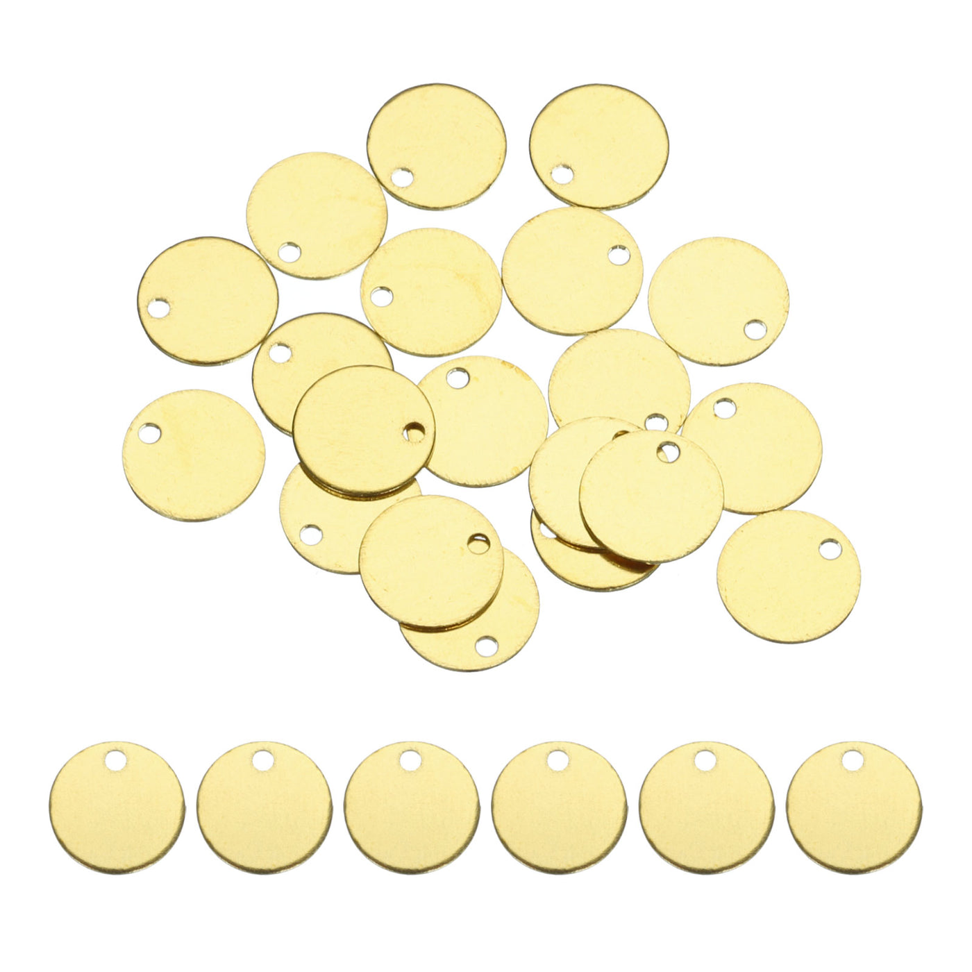 Harfington 20pcs Brass Round Stamping Blank DIY Label Tags 8mmx1.2mm Single Side Hole