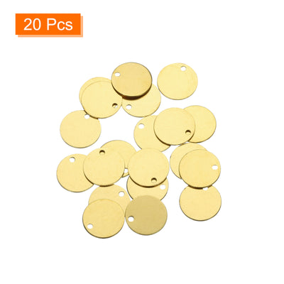 Harfington 20pcs Brass Round Stamping Blank DIY Label Tags 10mmx1.2mm Single Side Hole