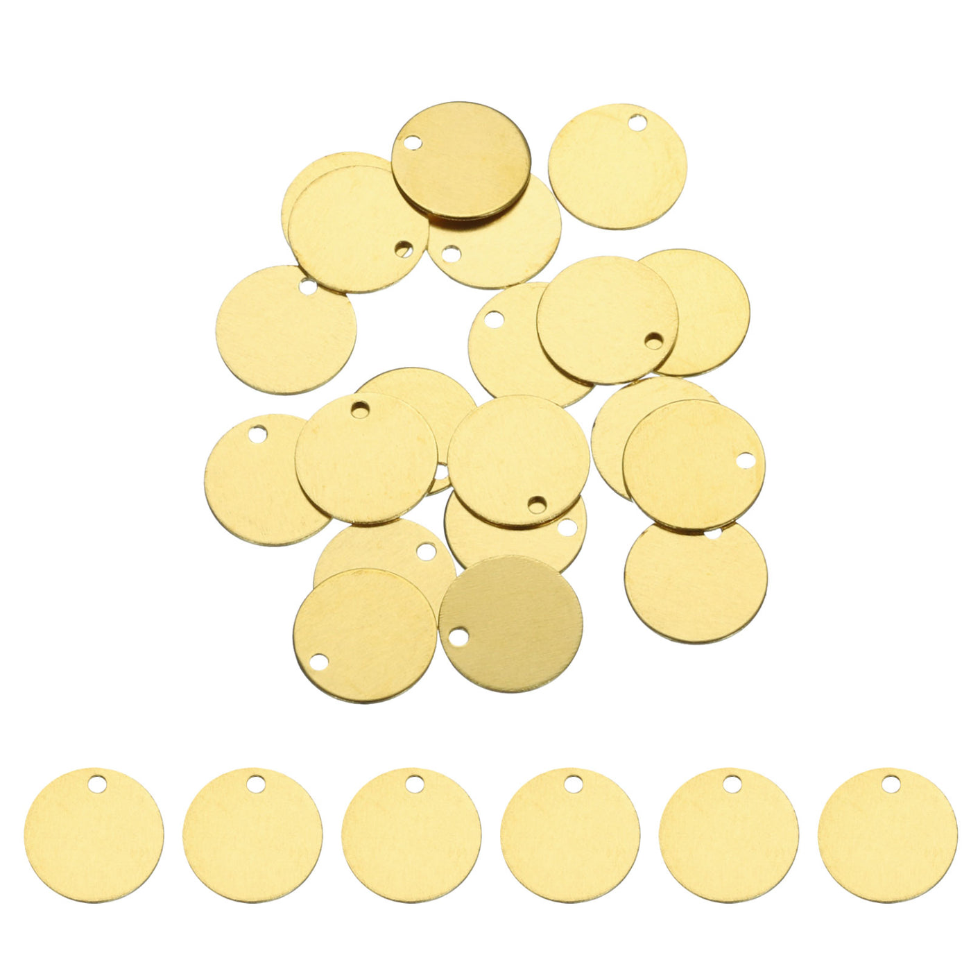 Harfington 20pcs Brass Round Stamping Blank DIY Label Tags 10mmx1.2mm Single Side Hole