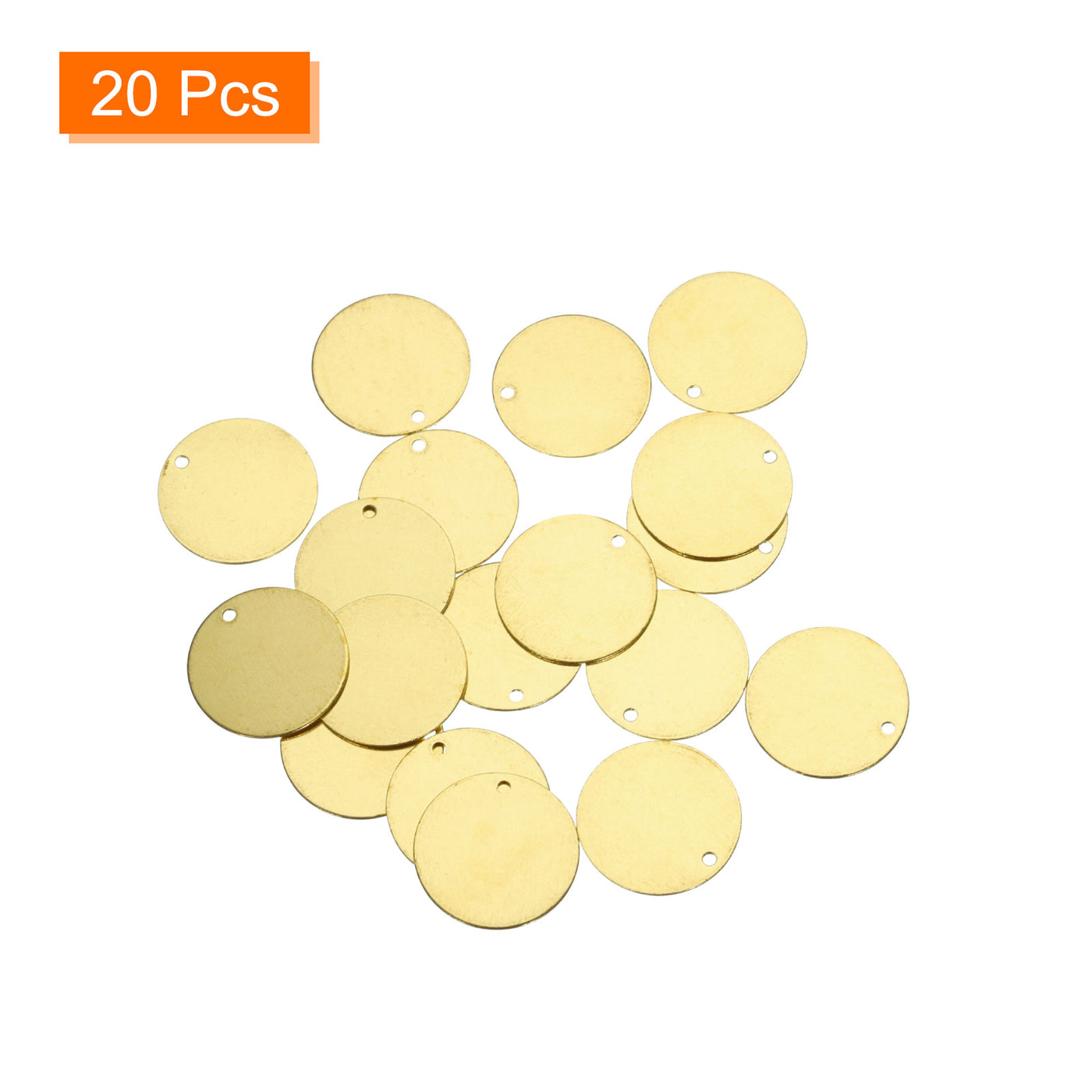 Harfington 20pcs Brass Round Stamping Blank DIY Label Tags 15mmx1.2mm Single Side Hole