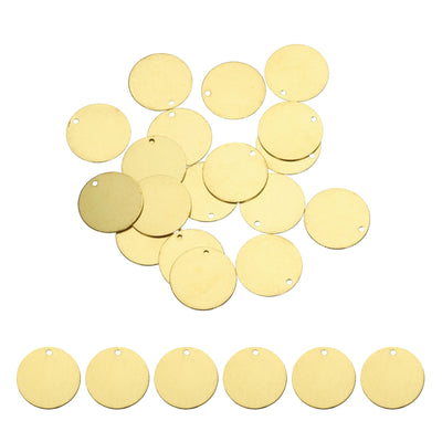 Harfington 20pcs Brass Round Stamping Blank DIY Label Tags 15mmx1.2mm Single Side Hole