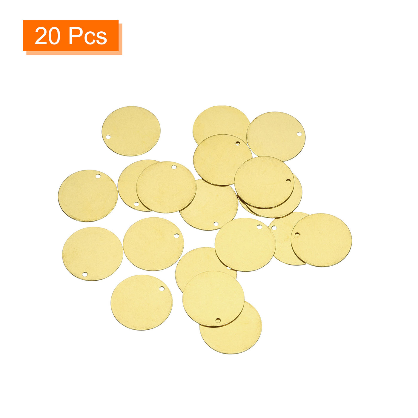 Harfington 20pcs Brass Round Stamping Blank DIY Label Tags 18mmx1.4mm Single Side Hole