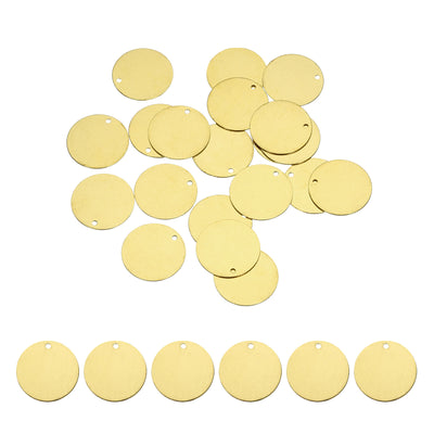 Harfington 20pcs Brass Round Stamping Blank DIY Label Tags 18mmx1.4mm Single Side Hole