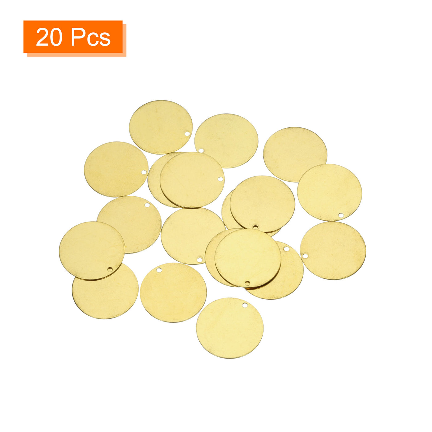 Harfington 20pcs Brass Round Stamping Blank DIY Label Tags 20mmx1.5mm Single Side Hole