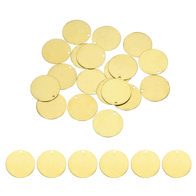 Harfington 20pcs Brass Round Stamping Blank DIY Label Tags 20mmx1.5mm Single Side Hole