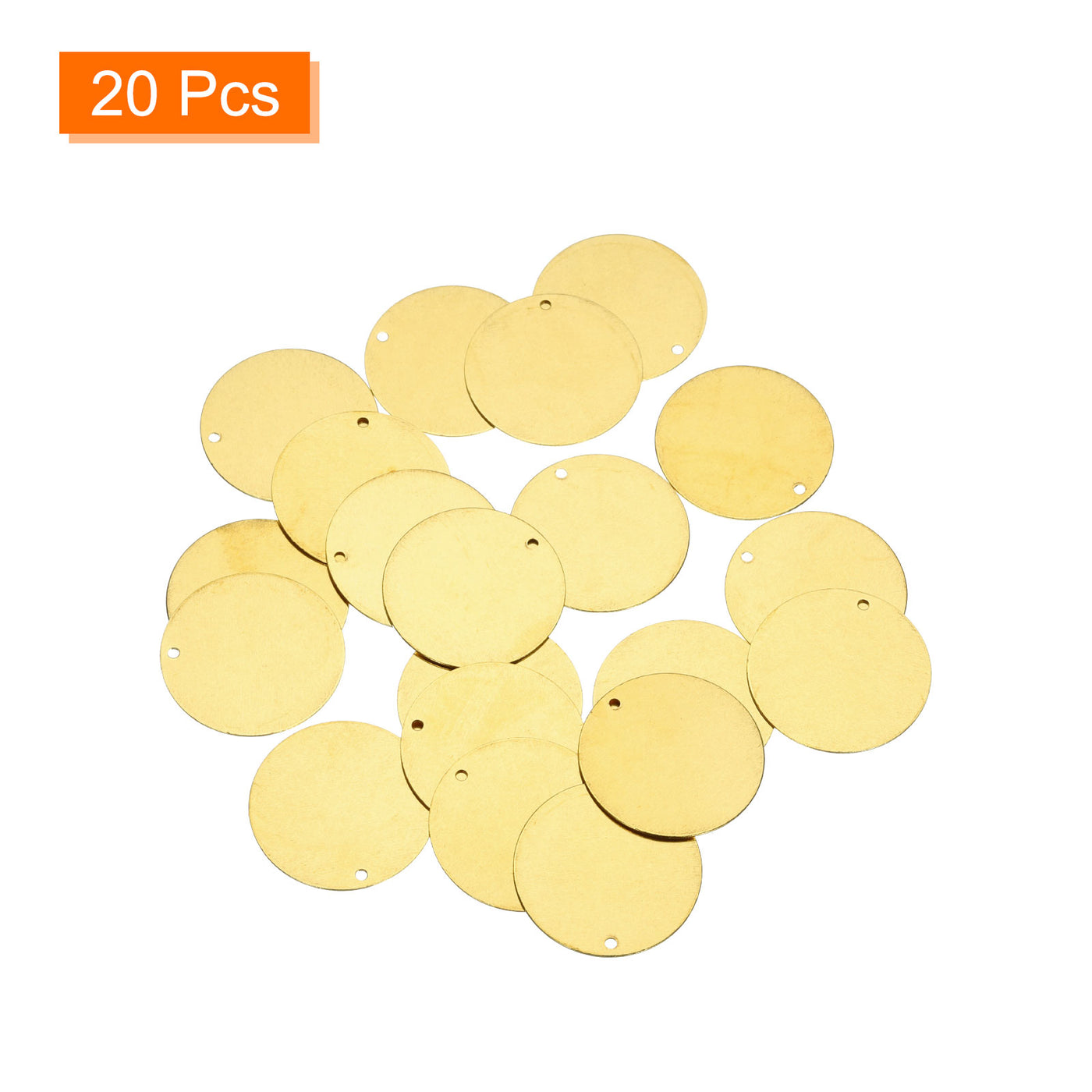 Harfington 20pcs Brass Round Stamping Blank DIY Label Tags 25mmx1.5mm Single Side Hole