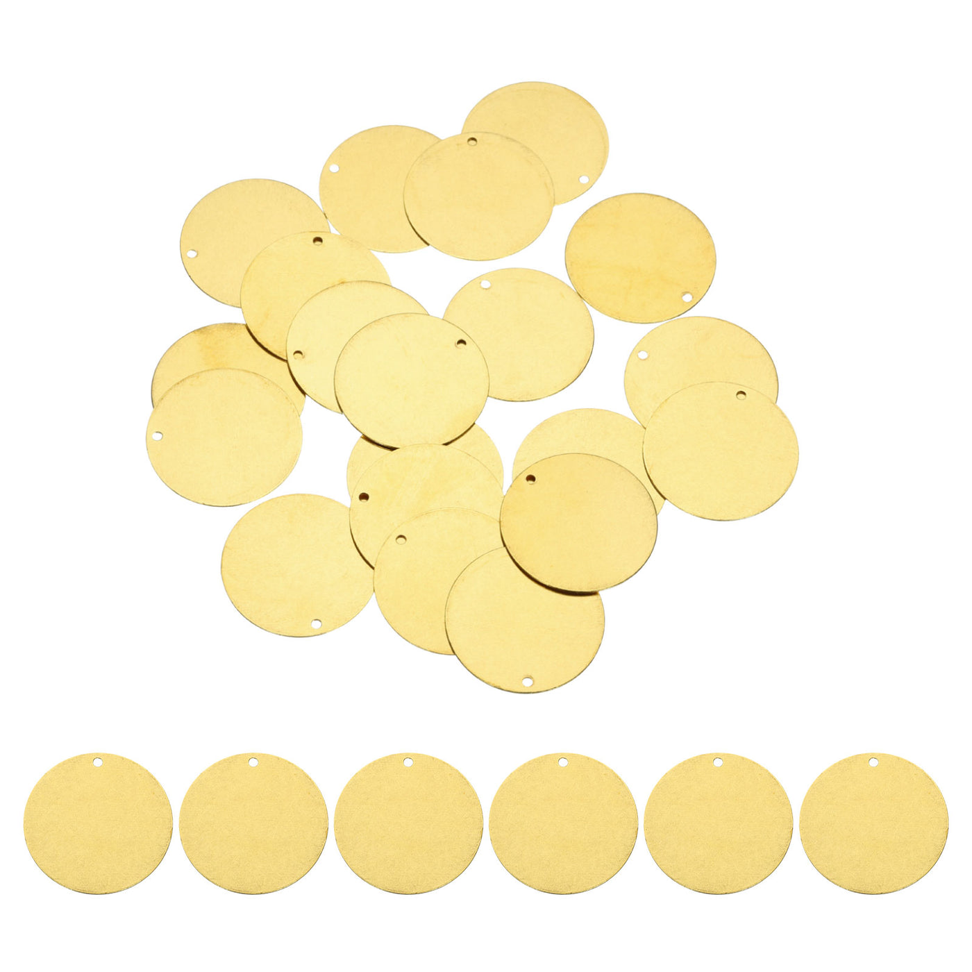 Harfington 20pcs Brass Round Stamping Blank DIY Label Tags 25mmx1.5mm Single Side Hole