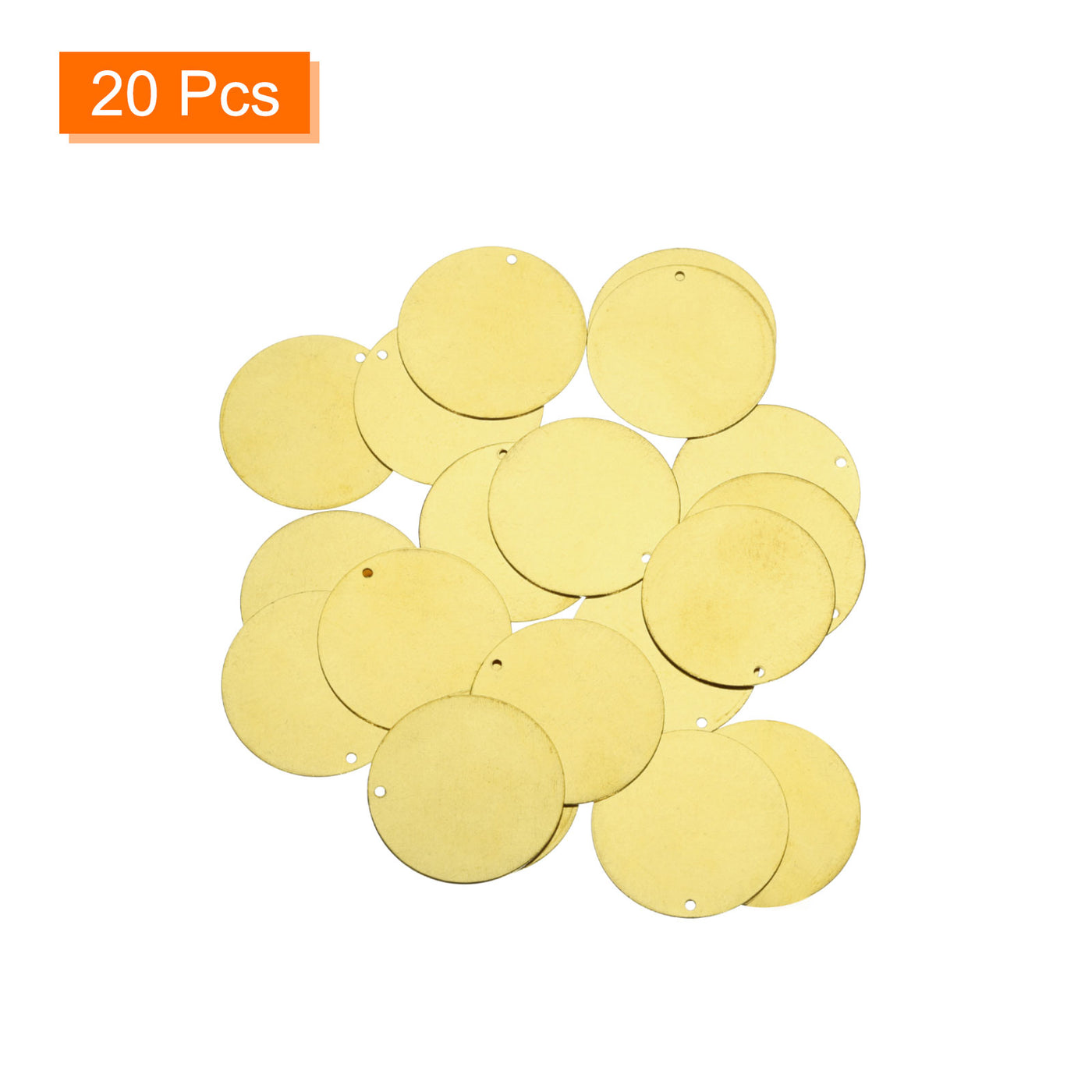 Harfington 20pcs Brass Round Stamping Blank DIY Label Tags 30mmx1.5mm Single Side Hole