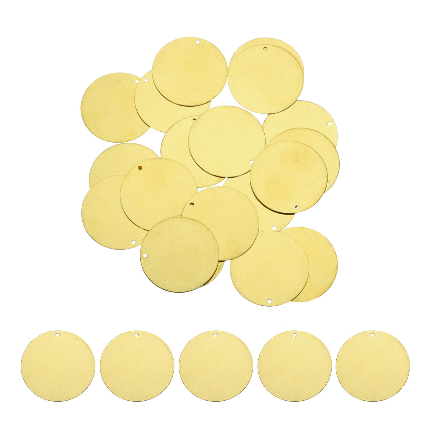 Harfington 20pcs Brass Round Stamping Blank DIY Label Tags 30mmx1.5mm Single Side Hole