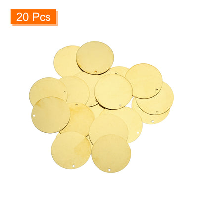 Harfington 20pcs Brass Round Stamping Blank DIY Label Tags 35mmx2mm Single Side Hole