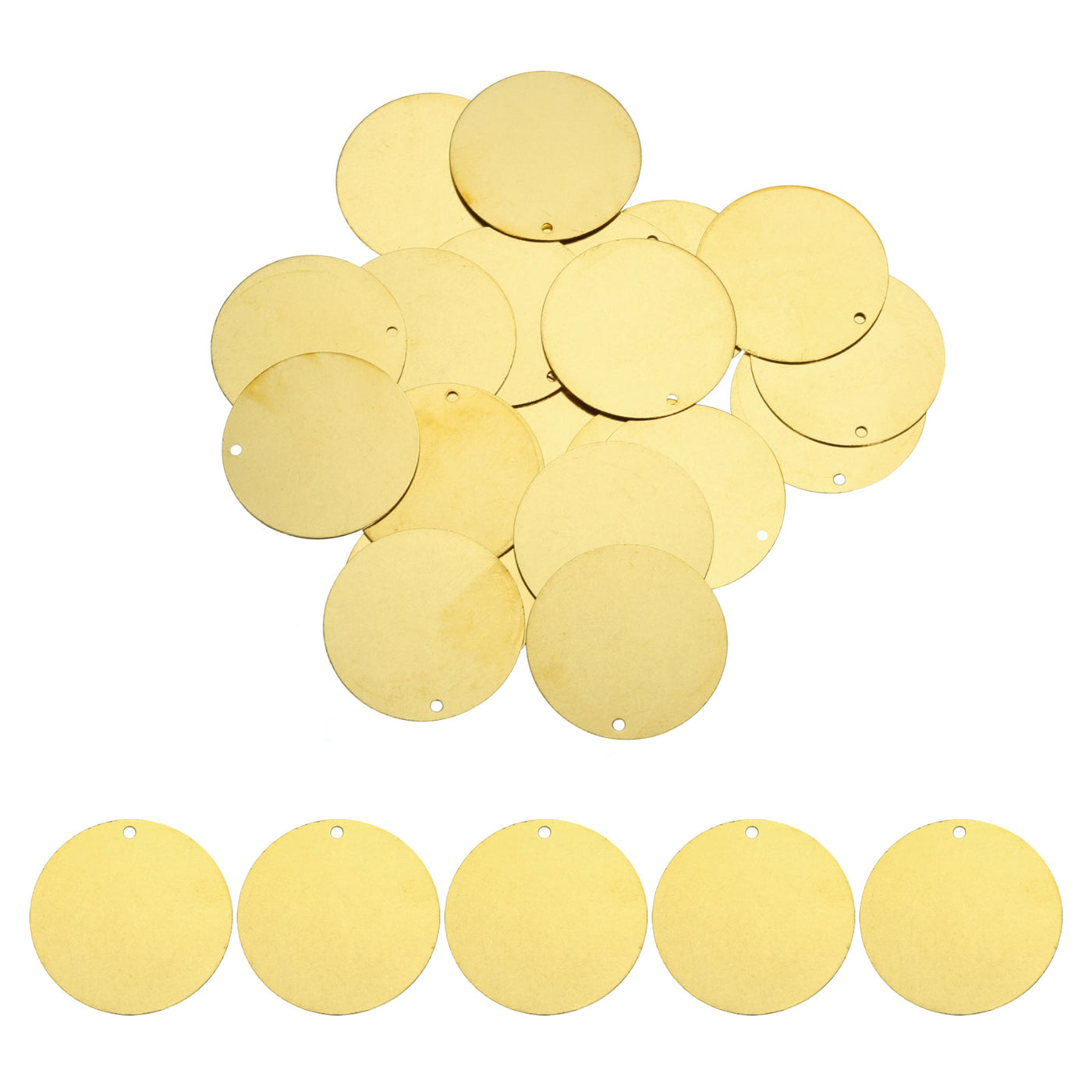 Harfington 20pcs Brass Round Stamping Blank DIY Label Tags 35mmx2mm Single Side Hole