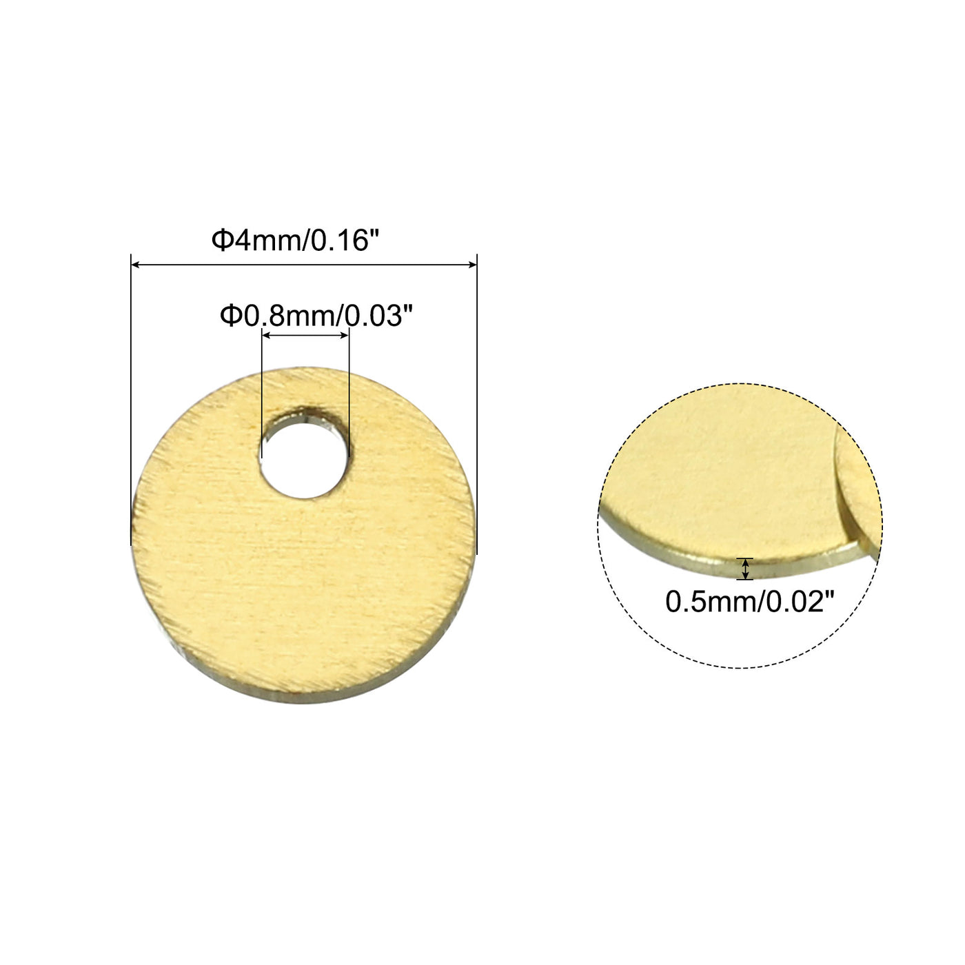 Harfington 20pcs Brass Round Stamping Blank DIY Label Tags 4mmx0.8mm Single Side Hole