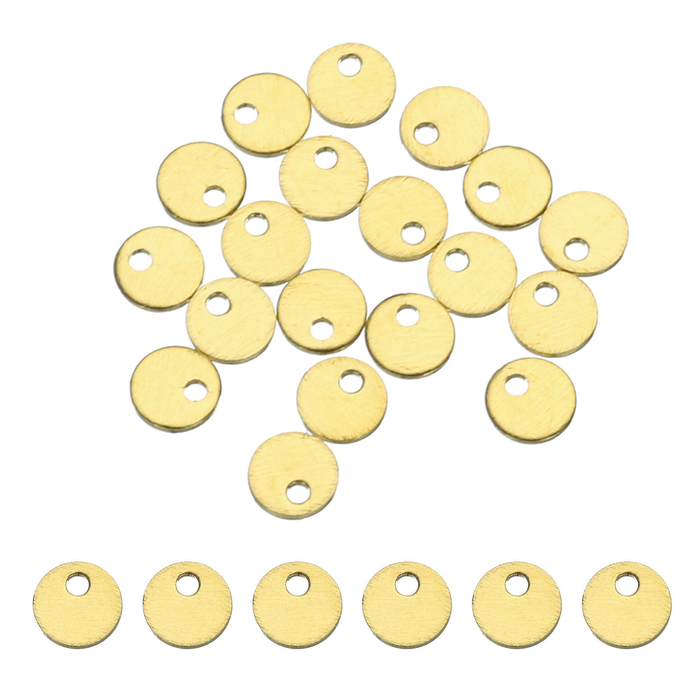 Harfington 20pcs Brass Round Stamping Blank DIY Label Tags 4mmx0.8mm Single Side Hole