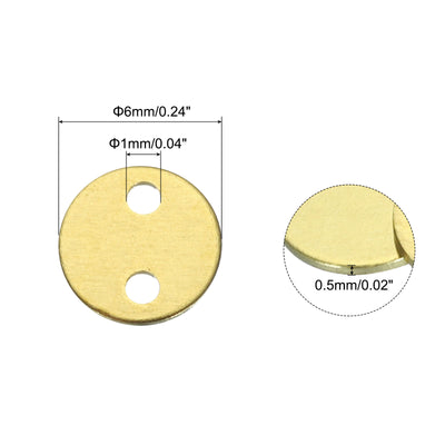 Harfington 20pcs Brass Round Stamping Blank DIY Label Tags 6mmx1.2mm Double Hole