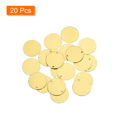 Harfington 20pcs Brass Round Stamping Blank DIY Label Tags 15mmx1.2mm Double Hole