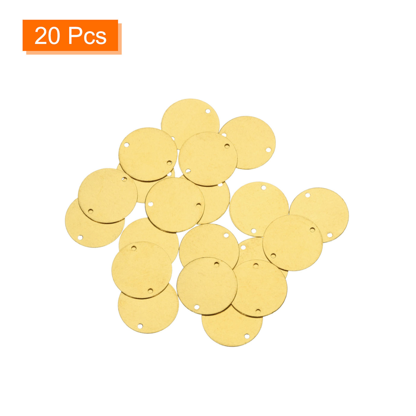 Harfington 20pcs Brass Round Stamping Blank DIY Label Tags 18mmx1.4mm Double Hole