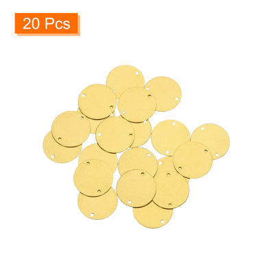 Harfington 20pcs Brass Round Stamping Blank DIY Label Tags 18mmx1.4mm Double Hole