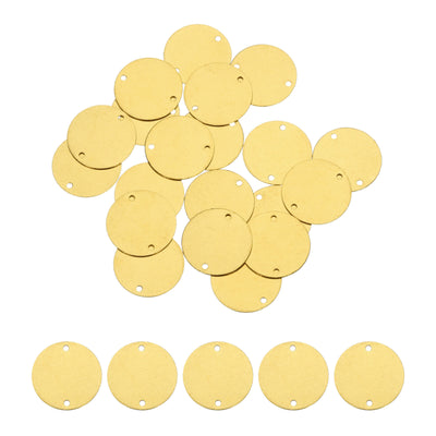 Harfington 20pcs Brass Round Stamping Blank DIY Label Tags 18mmx1.4mm Double Hole