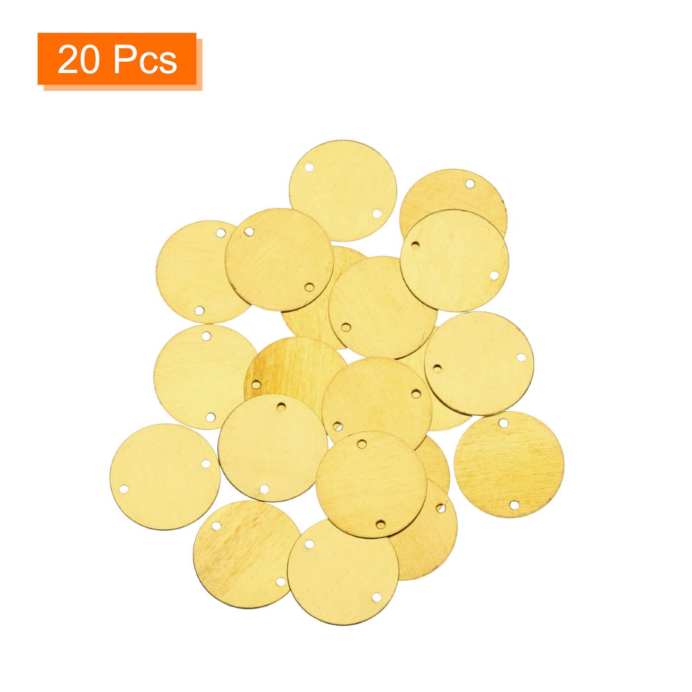 Harfington 20pcs Brass Round Stamping Blank DIY Label Tags 20mmx1.5mm Double Hole