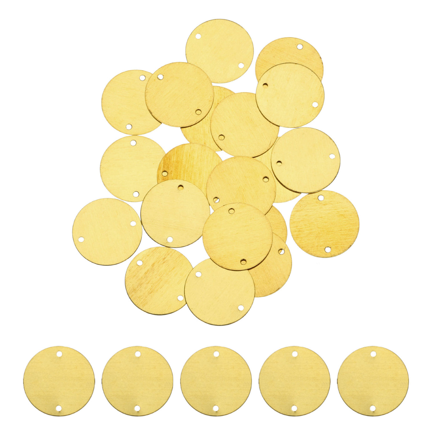 Harfington 20pcs Brass Round Stamping Blank DIY Label Tags 20mmx1.5mm Double Hole