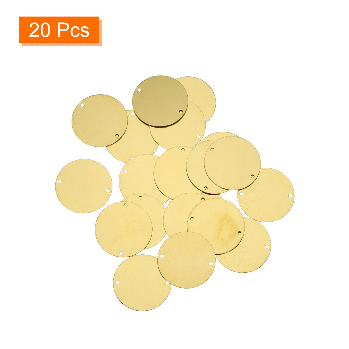 Harfington 20pcs Brass Round Stamping Blank DIY Label Tags 25mmx1.5mm Double Hole