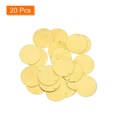 Harfington 20pcs Brass Round Stamping Blank DIY Label Tags 30mmx1.5mm Double Hole