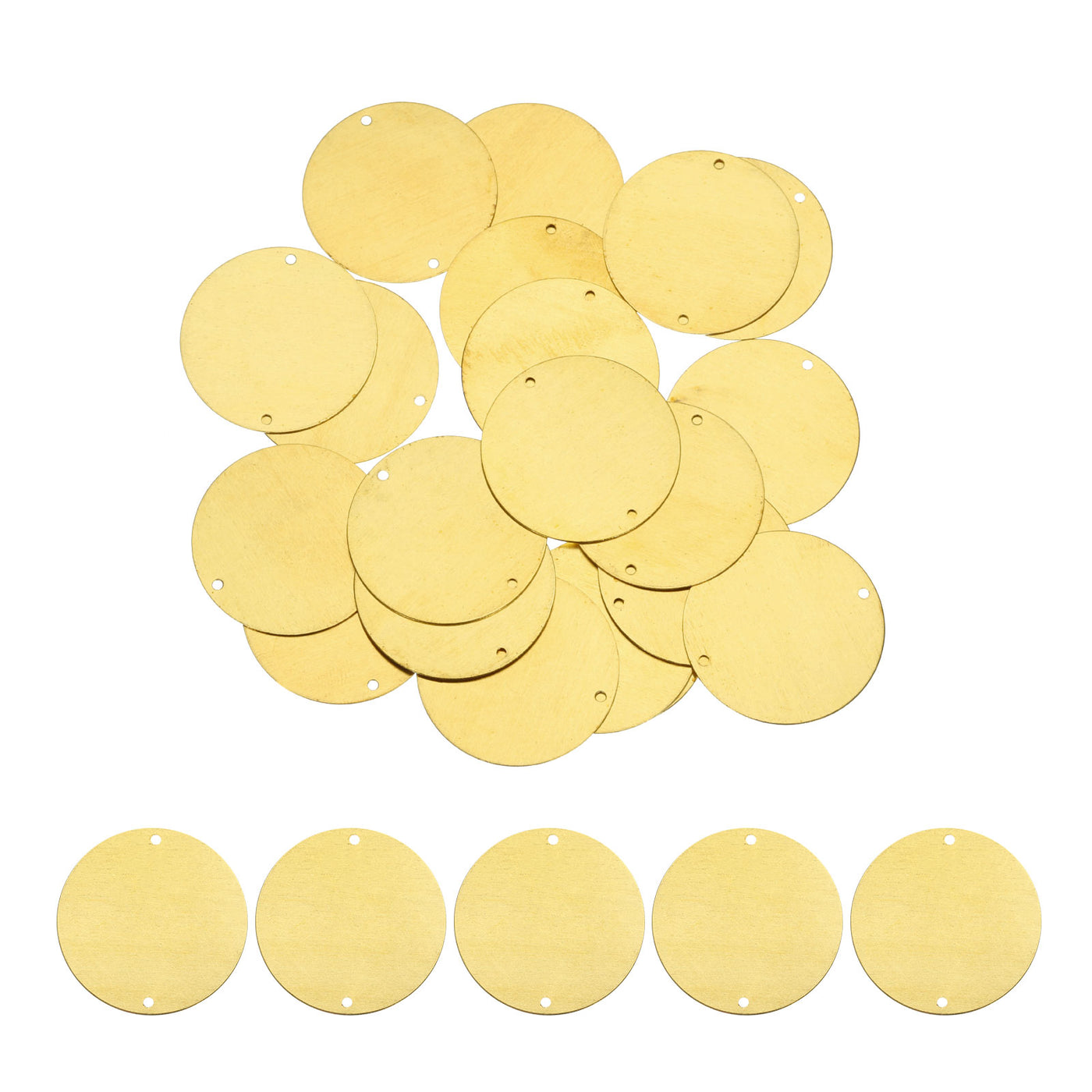 Harfington 20pcs Brass Round Stamping Blank DIY Label Tags 30mmx1.5mm Double Hole