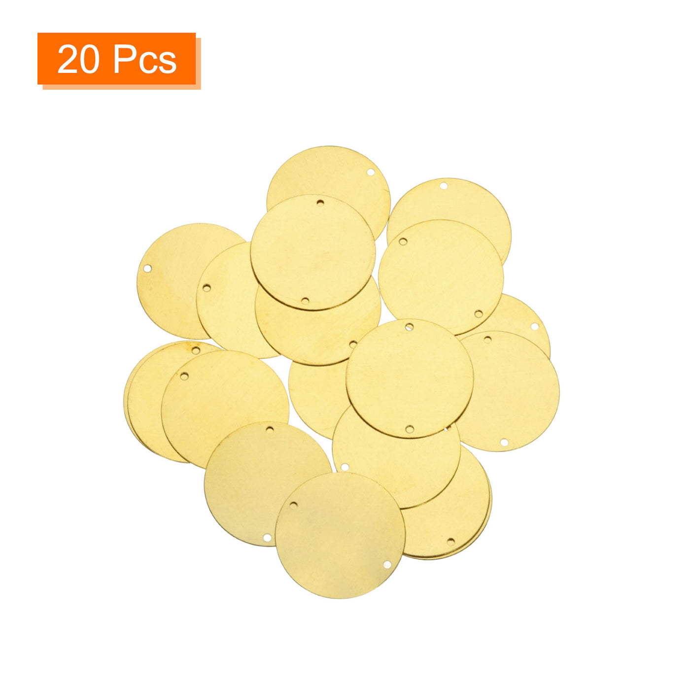 Harfington 20pcs Brass Round Stamping Blank DIY Label Tags 35mmx2mm Double Hole