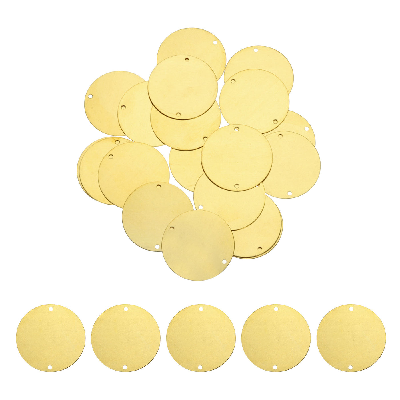 Harfington 20pcs Brass Round Stamping Blank DIY Label Tags 35mmx2mm Double Hole